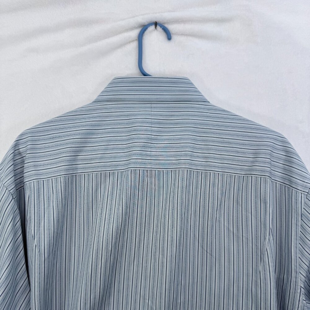 John Varvatos USA Dress Shirt Mens 17 Long Blue Stripe Business Casual Button Up - Picture 8 of 9